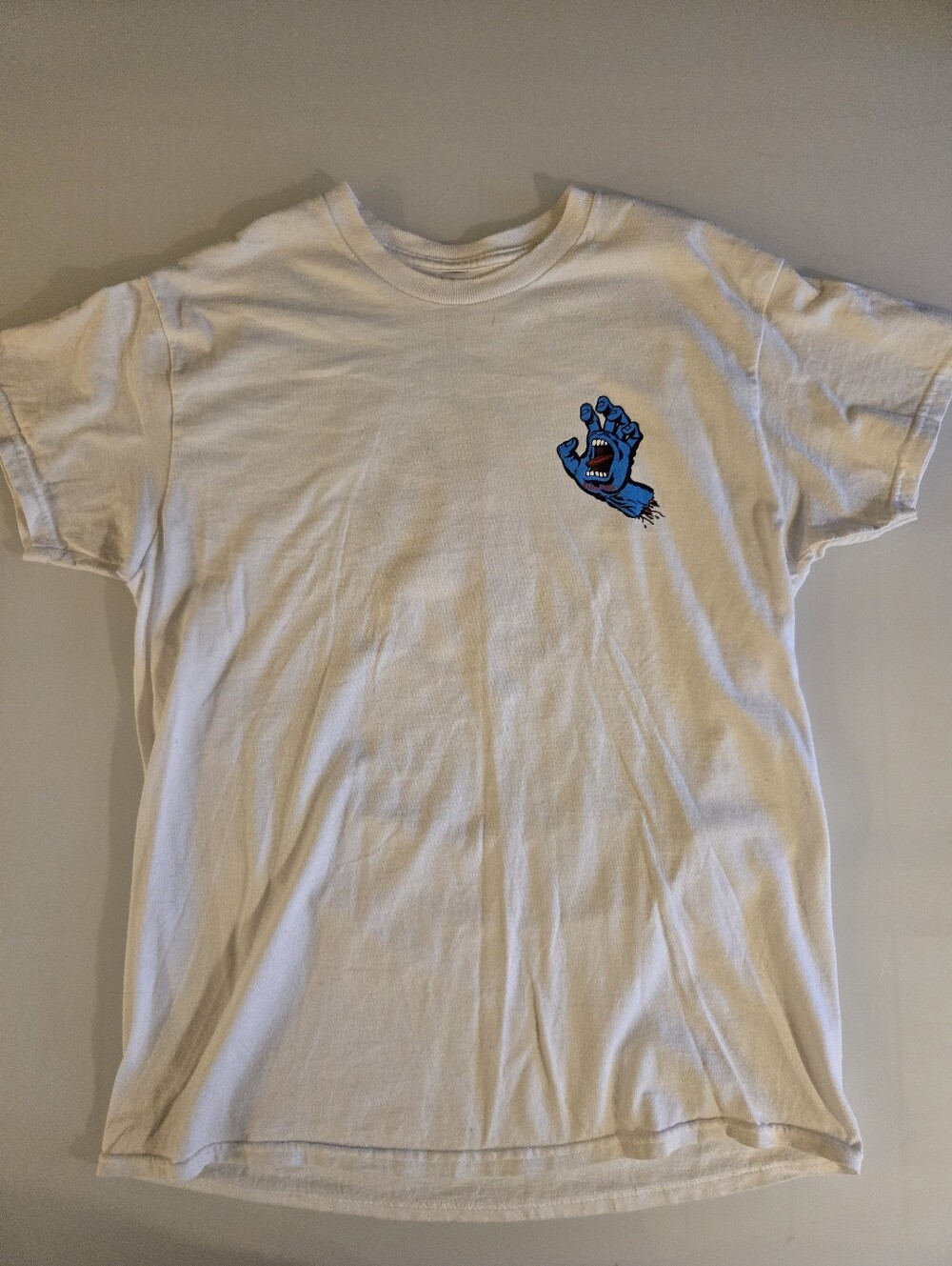 Santa Cruz Screaming Hand Graphic T-Shirt White Skate Tee Medium